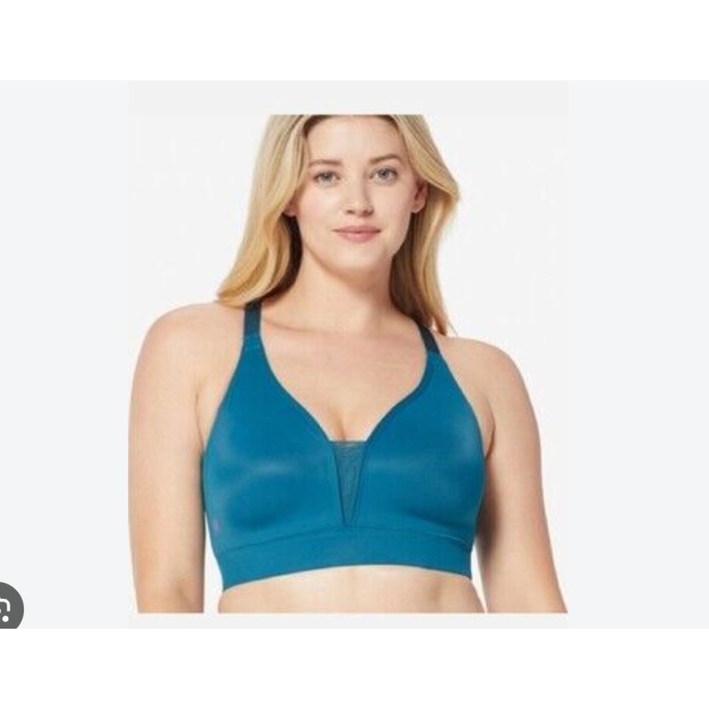 Ruby Ribbon Reina Demiette Bra Women 34 Peacock Blue Wireless Gripper Edge #1813